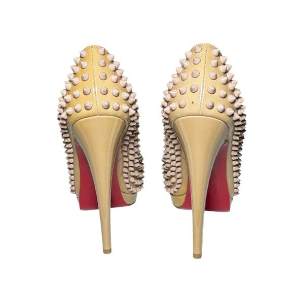 Christian Louboutin Alti Spikes 140 Nude Beige Patent Platform Heels Pumps 36 - Picture 6 of 8